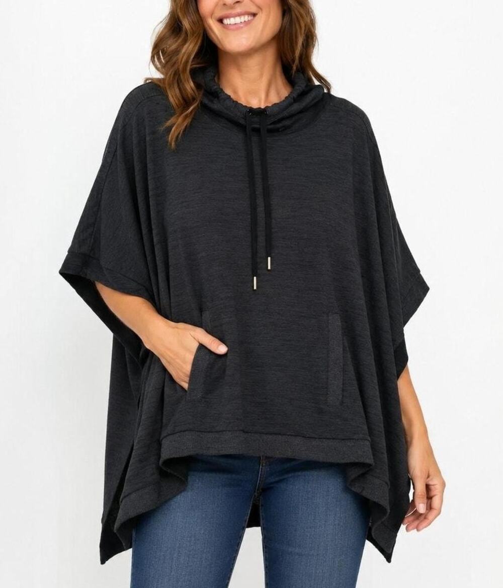 Athleta Blissful Poncho Hoodie Pullover S/M Gray Athleisure Lounge Casual Lagen